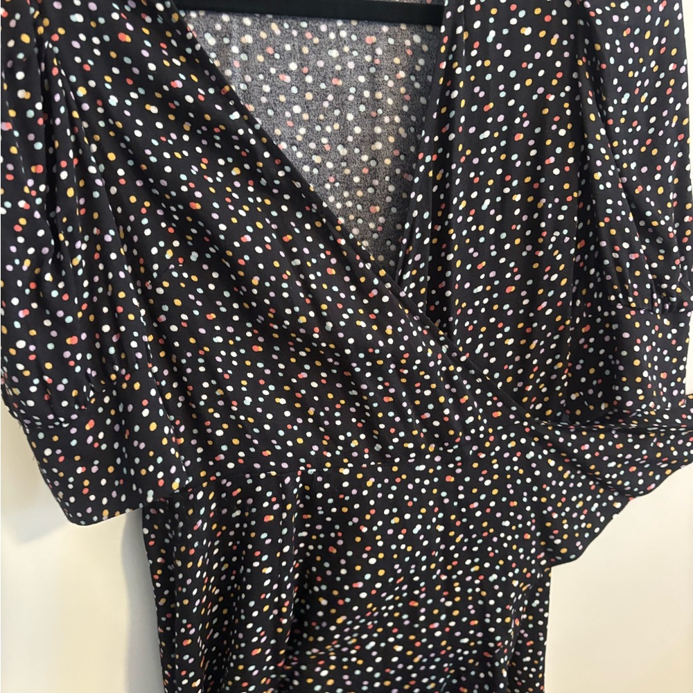 Reformation Black Multi-Color Dot Mini Dress